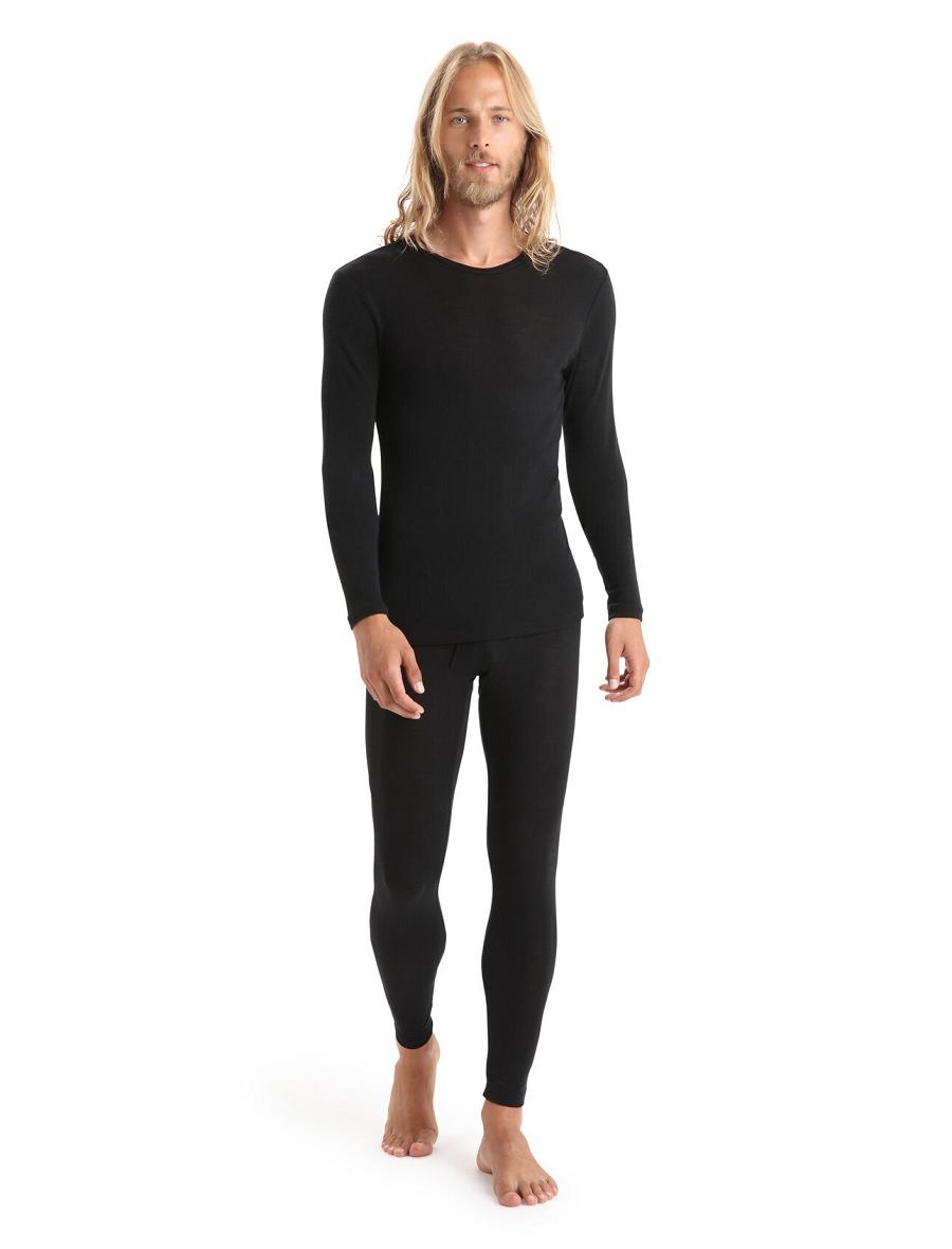 Black Icebreaker Merino 175 Everyday Thermal With Fly Men's Leggings | AU 1136BEXC